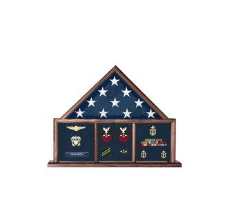 Custom Made Flag And Medal Display Case, Shadow Box, Combination Flag/Medal