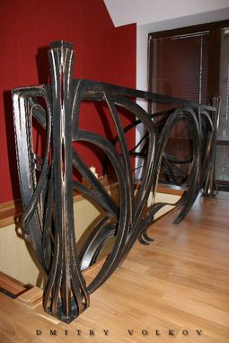 Custom Made Handcrafted Forged Staircase Railing