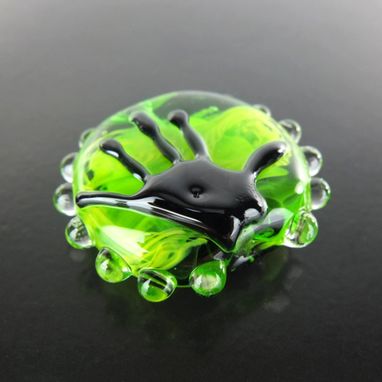 Custom Made Grass Green Made-By-Hand Bead Handmade Lampwork Glass By Gemfox Sra Usa