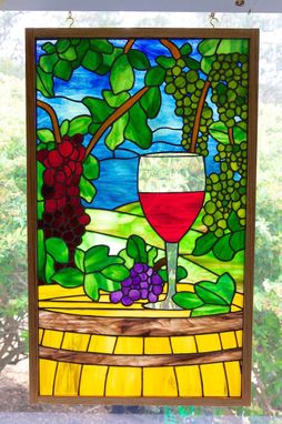 Custom Made Wine Scene - Stained Glass