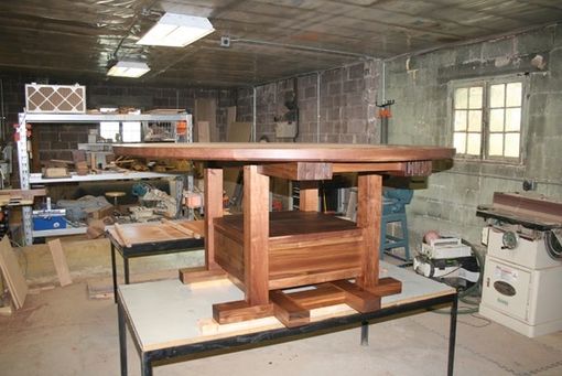 Custom Made 6' Round Solid Walnut Expanding Dining Table