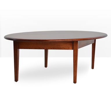 Custom Made Modern Cherry Coffee Table, Tapered Legs, Oval Top, Diamond Shape Base