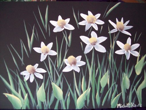 Custom Made Original Painting On Masonite Board Titled: Field Of Daisies