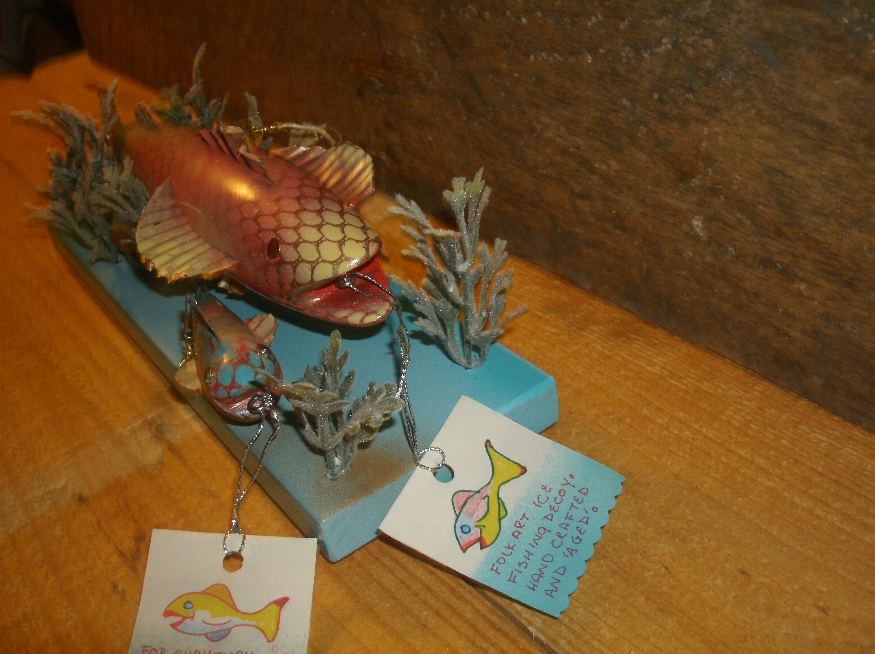 Hand Crafted 'Antiqued' Ice Fishing Decoys by Fatdog Productions