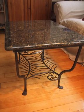 Custom Made Forged Iron Granite Top Fern Table