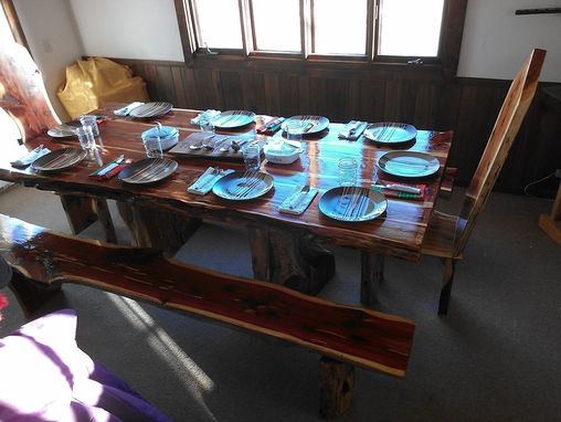 Custom Made Live Edge Cedar Dining Table Set