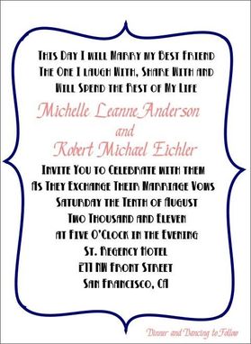 Custom Made 100 Fun And Modern Blue And Pink Bracket Style Wedding Invitation Sets With Fun Mad Lib Style Rsvp