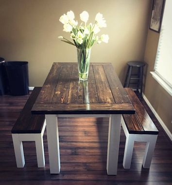 Custom Made Farmhouse Dining Table - Handcrafted Rustic Solid Wood Kitchen Table