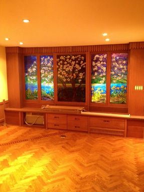 Custom Made Recreation Room With Mosaic Windows