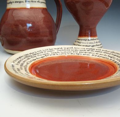 Custom Made Pottery Communion Set In Plum Red And Cream