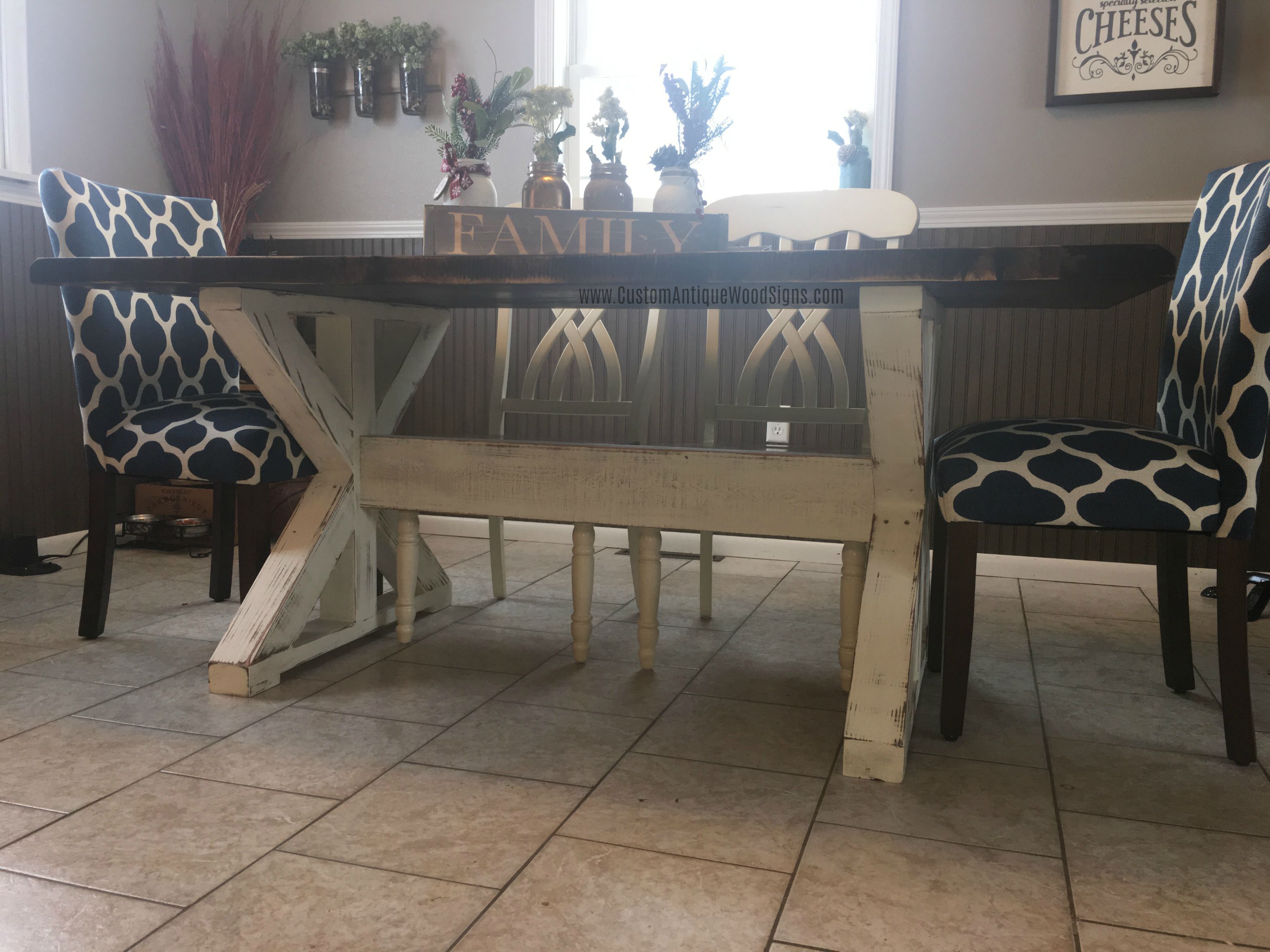 Handmade Custom Trestle Farmhouse Dining Room Kitchen Table Hand Made