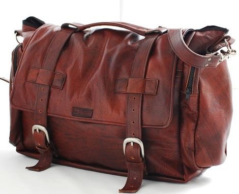 Custom Made Handmade Leather Messenger Bag Handmade 22 Inch Leather Cross Body, Leather Laptop Bag Or Mac Book Bag , Shoulder Bag In Tobacco