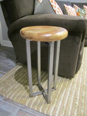 Custom Made Maple And Steel Accent Table Or Stool