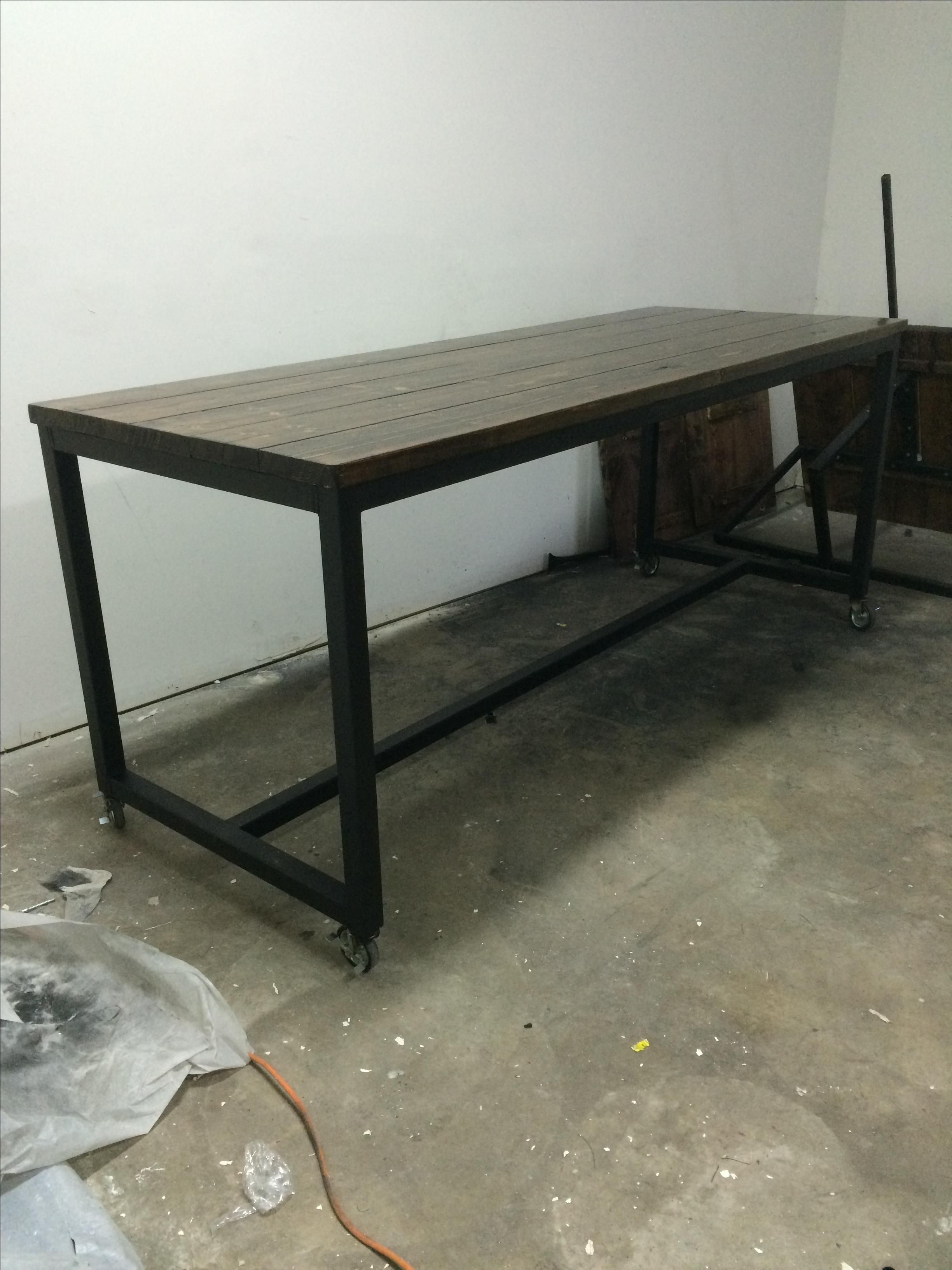 Buy Hand Made Rustic Industrial Rolling Conference Table, made to Buy Hand Made Rustic Industrial Rolling Conference Table, made to