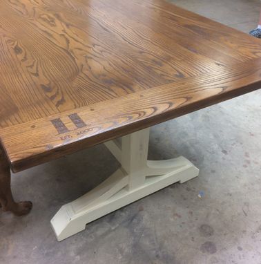 Custom Made Custom Monogram On This Large Ash Country Trestle Table
