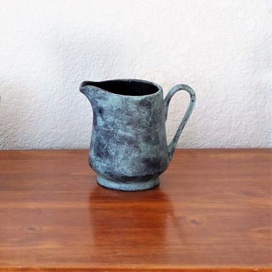 Custom Made Custom Black And Teal Decorative Pitcher And Tray Home Decor