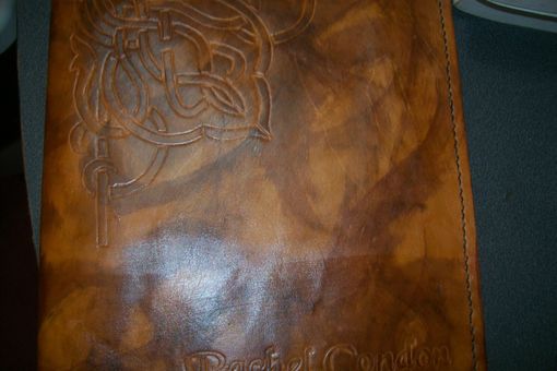 Custom Made Custom Leather Portfolio With Celtic Design And Personalization