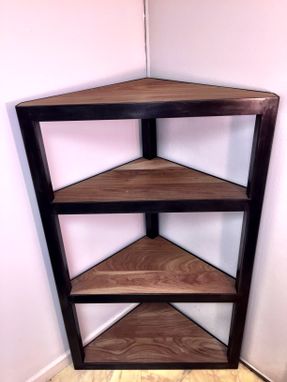 Custom Made Steel & Walnut Corner Shelf