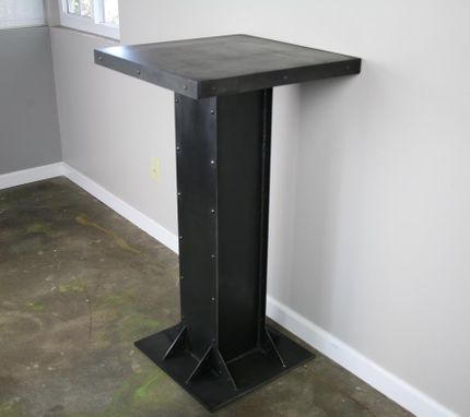 Custom Made Modern Industrial Table For Bar Lounge/Nightclub. Steel, Vintage Look, Custom, Reclaimed Wood Avail.