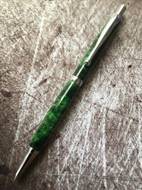 Custom Made Pen & Pencil Combo / Chrome / Green Buckeye Burl