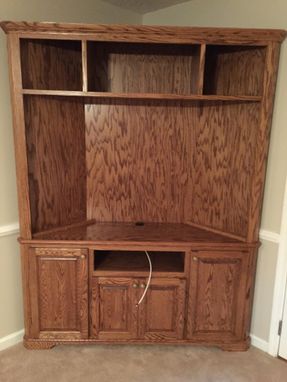 Custom Made Solid Oak Corner Entertainment Center