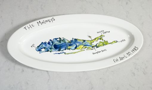 Custom Made Map Ceramic Serving Platter With Locations