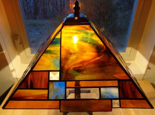 Custom Made Prairie Style Stained Glass Lamp