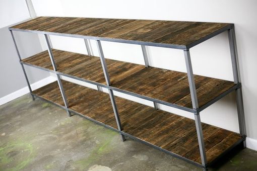 Custom Made Rustic Reclaimed Wood Bookcase. Modern Shelving Unit. Industrial Display Shelf. Retail Fixture.
