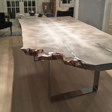 Custom Made Live Edge Dining Table Ash Aluminum Filled