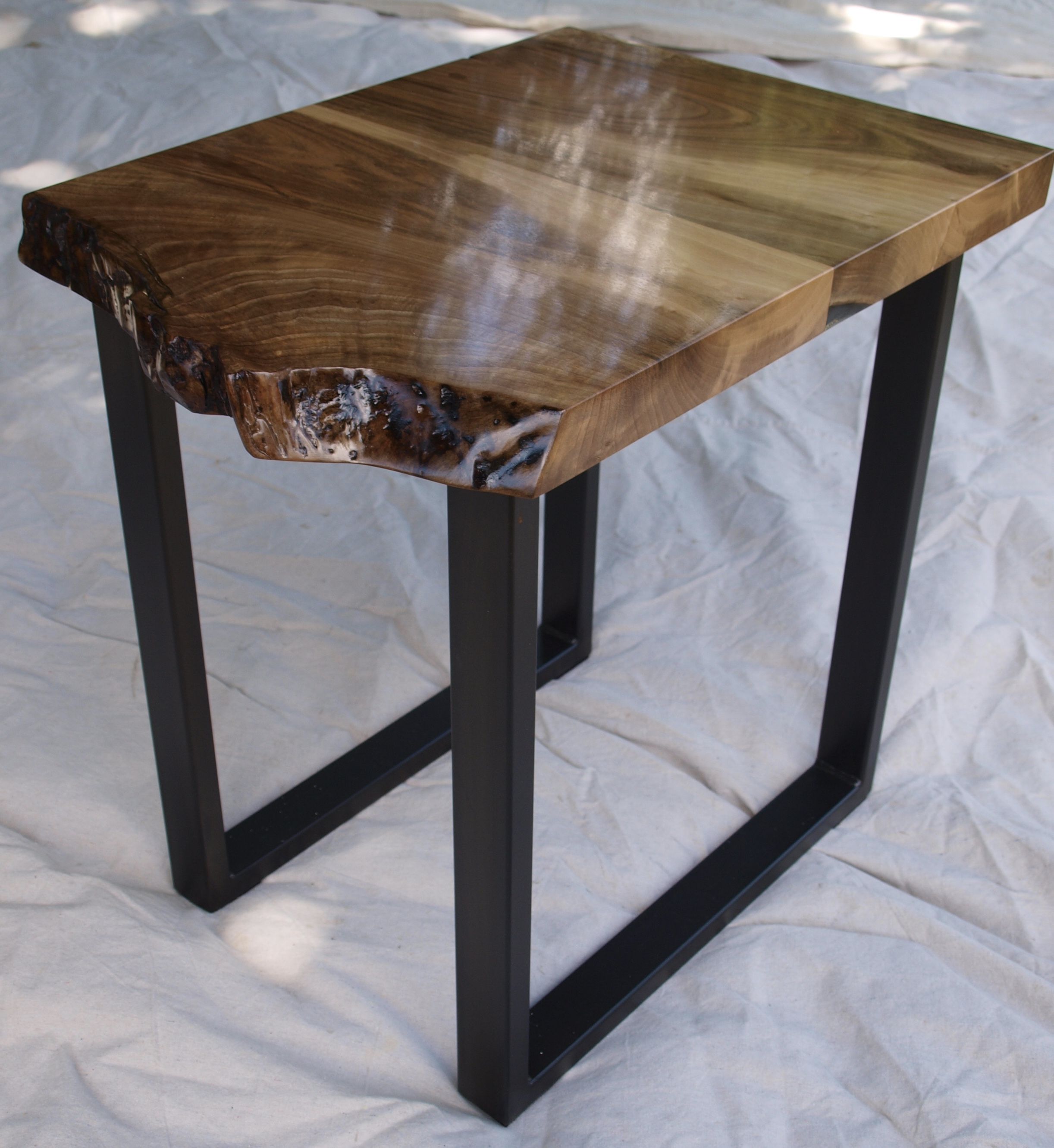 Hand Made Live Edge Walnut End Tables With Steel Base by WITNESS TREE STUDIOS