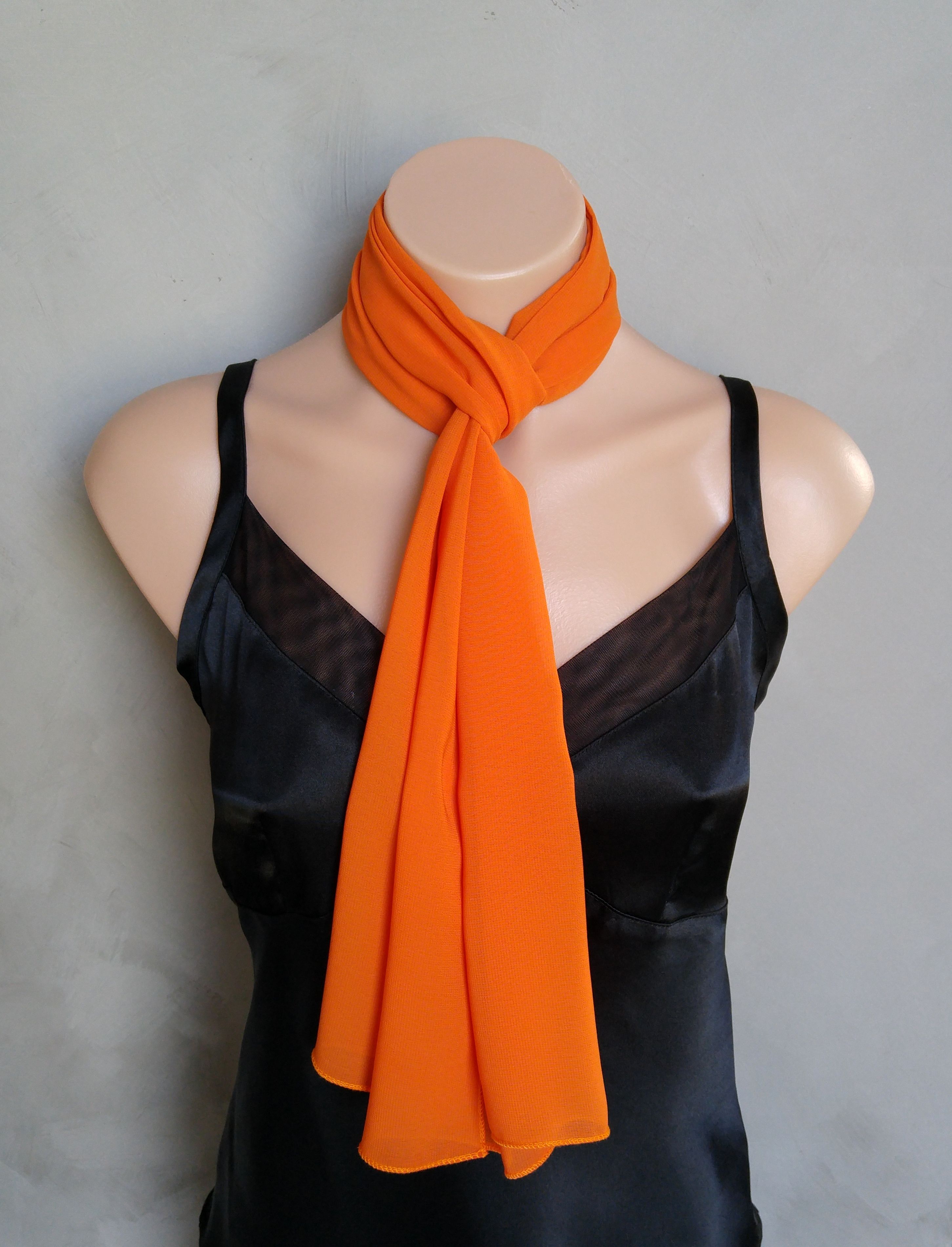 Buy Custom Made Orange Chiffon Scarf, made to order from All Seasons Boutique