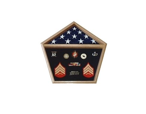 Custom Made Pentagon Military Shadow Box, Pentagon Flag Display Case