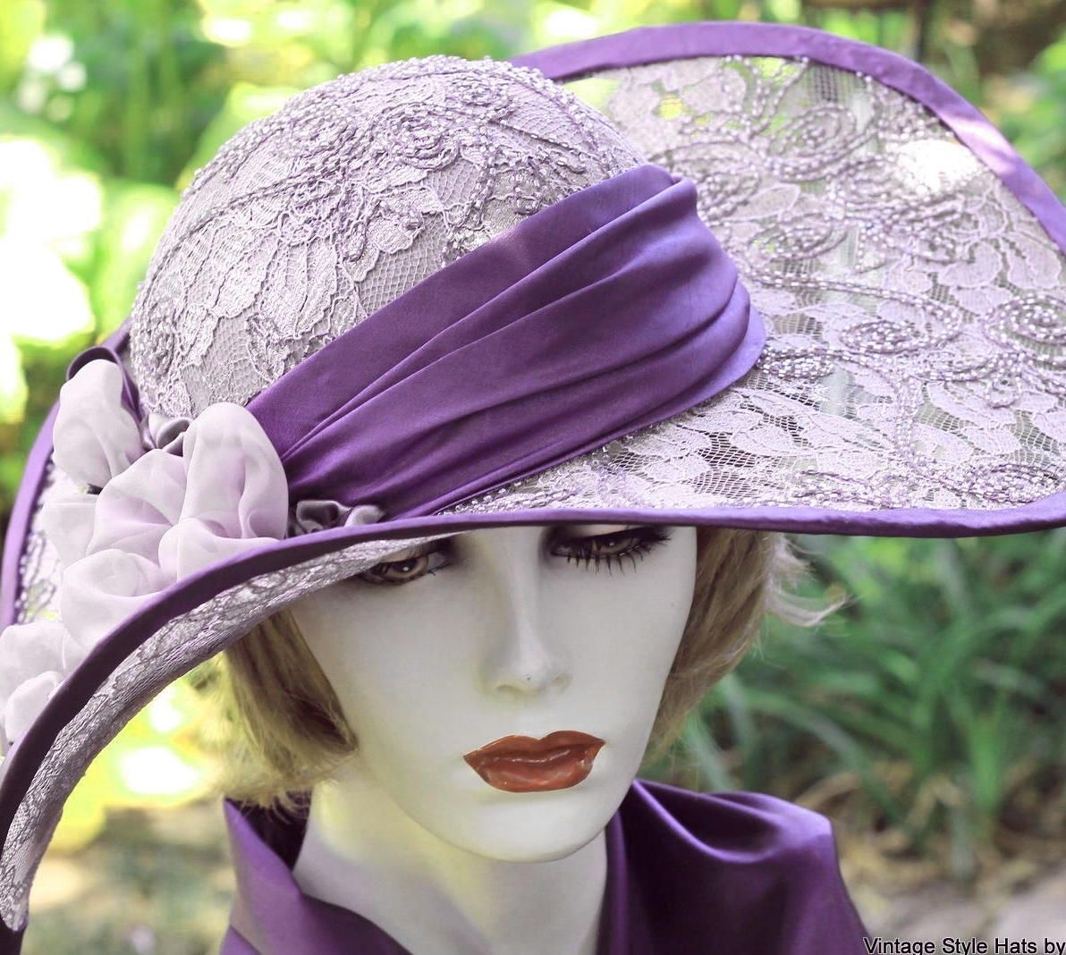 Buy Custom Made Elegant Formal Wide Brim Summer Sun Hat Flowers Lace