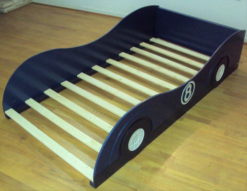 Custom Made Stylized Sportscar Twin Kids Bed Frame - Handcrafted - Race Car Themed Children's Bedroom Furniture