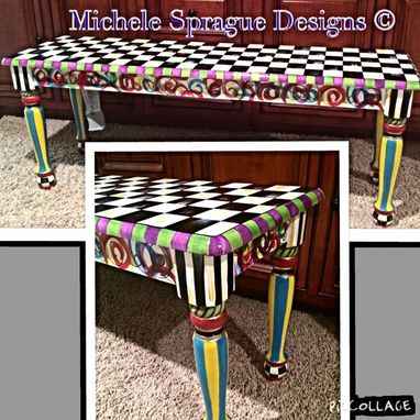 Custom Made Whimsical Painted Bench // Whimsical Furniture // Custom Bench // Custom Painted Chair