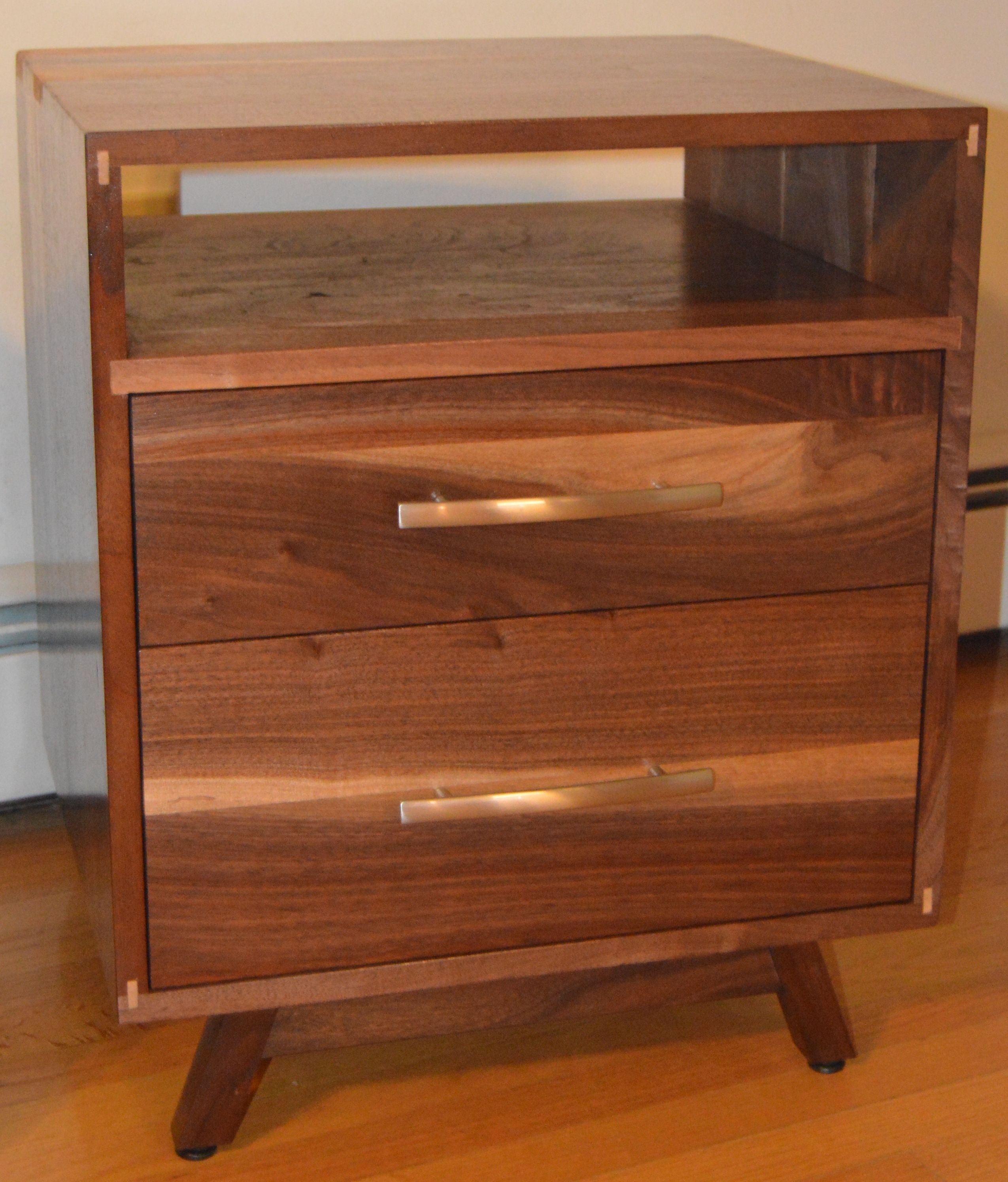 Buy Hand Made Solid Walnut Danish Modern Nightstand, made to order from