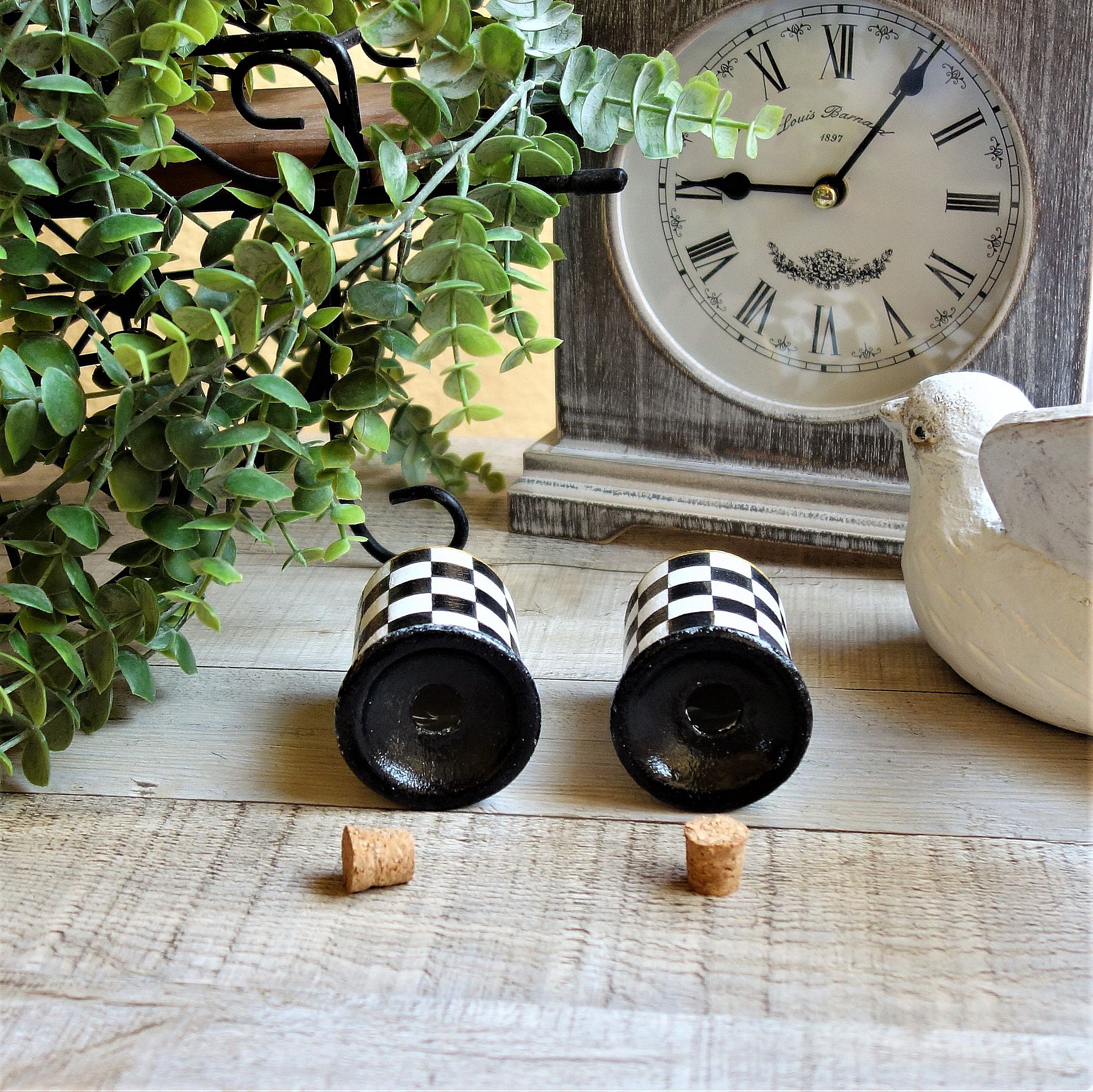 Custom Whimsical Checks Salt And Pepper Shaker Checkered Decor By ...