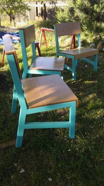 Custom Made Turquoise Leg Table And Bench Set