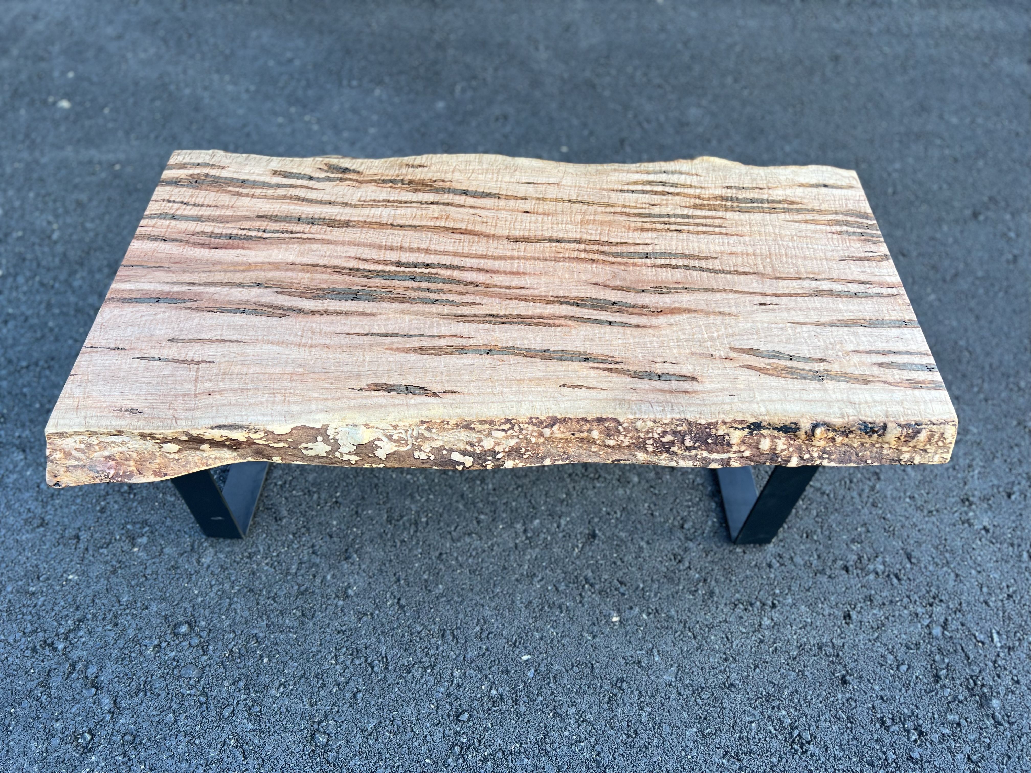 Buy Hand Made Live Edge Ambrosia Maple Coffee Table, made to order from