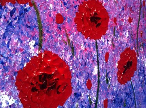 Custom Made Original Xlarge Poppies Painting Gallery Wrap Canvas-Contemporary Impasto Abstract Floral Garden