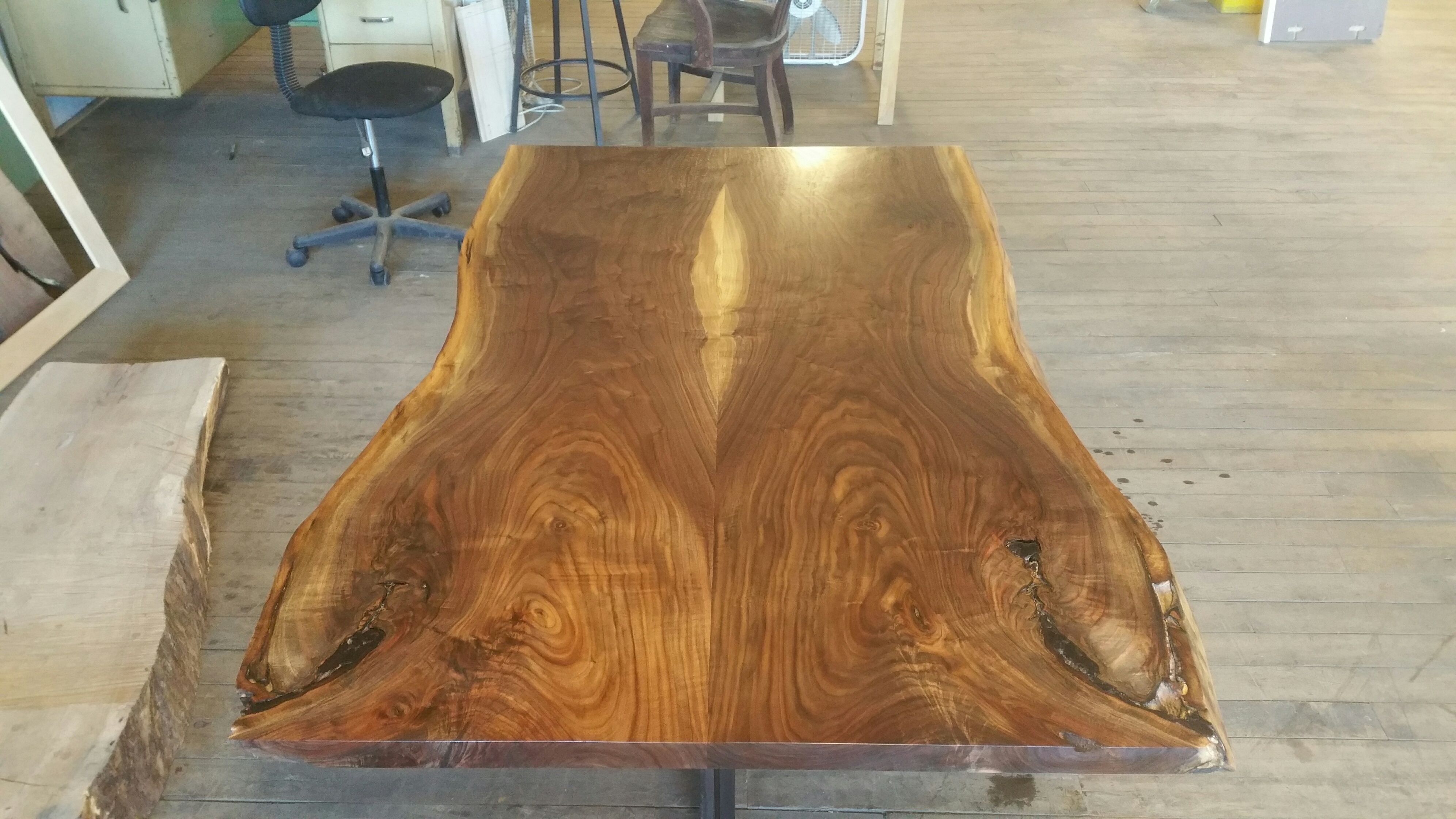Hand Made Walnut Dining Table With Pedestal Base by Donald Mee Designs