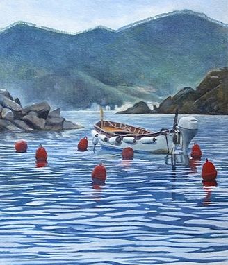 Custom Made Monica's Wooden Boat (Cinque Terre) Oil Painting - Limited Edition Paper Print