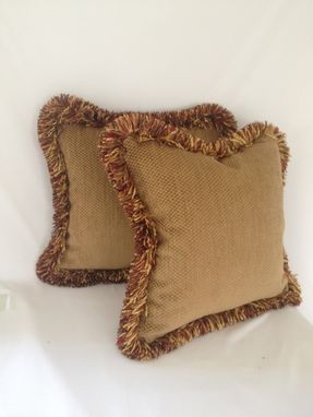 Custom Made Tan Velvet Checker Board Pattern Velvet Pillow Cover