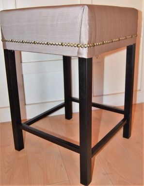 Custom Made Stained Solid Maple Kitchen Stools With Custom Cushions