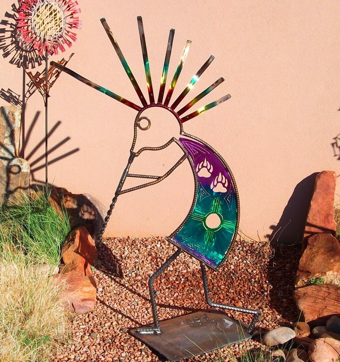 Custom Made Garden Art, Home Decor,Outdoor Sculpture Kokopelli, Recycled Art by JunkALicious