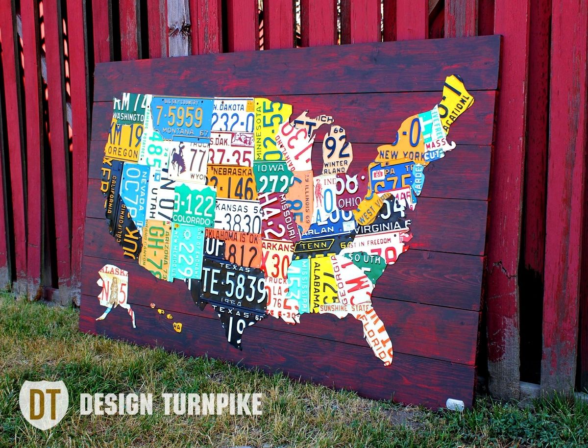Custom Made License Plate Map Of The United States By Design