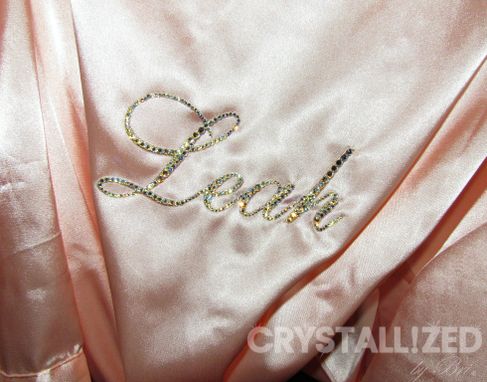 Custom Made Personalized Flower Girl Crystallized Satin Kids Robe Kimono Genuine European Crystals Bedazzled