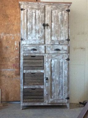 Custom Made Rustic &Distressed Pantry Cabinet In Reclaimed Wood Style
