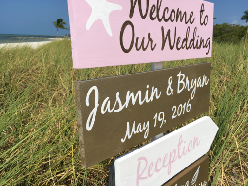 Custom Made Rose Gold Wedding Decor, Beach Welcome Wedding Sign
