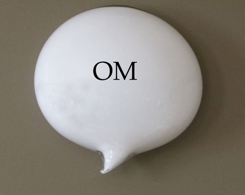 Custom Made Om Meditation Glass Word Balloon Conversation Piece